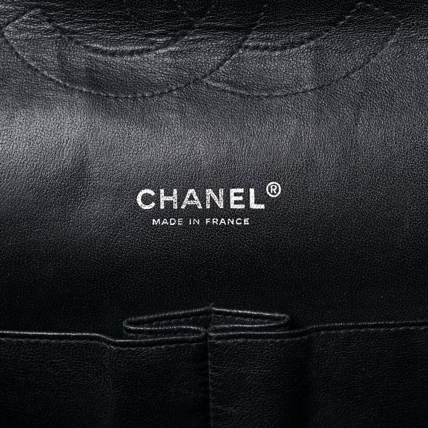 Patent Quilted Maxi Double Flap Black