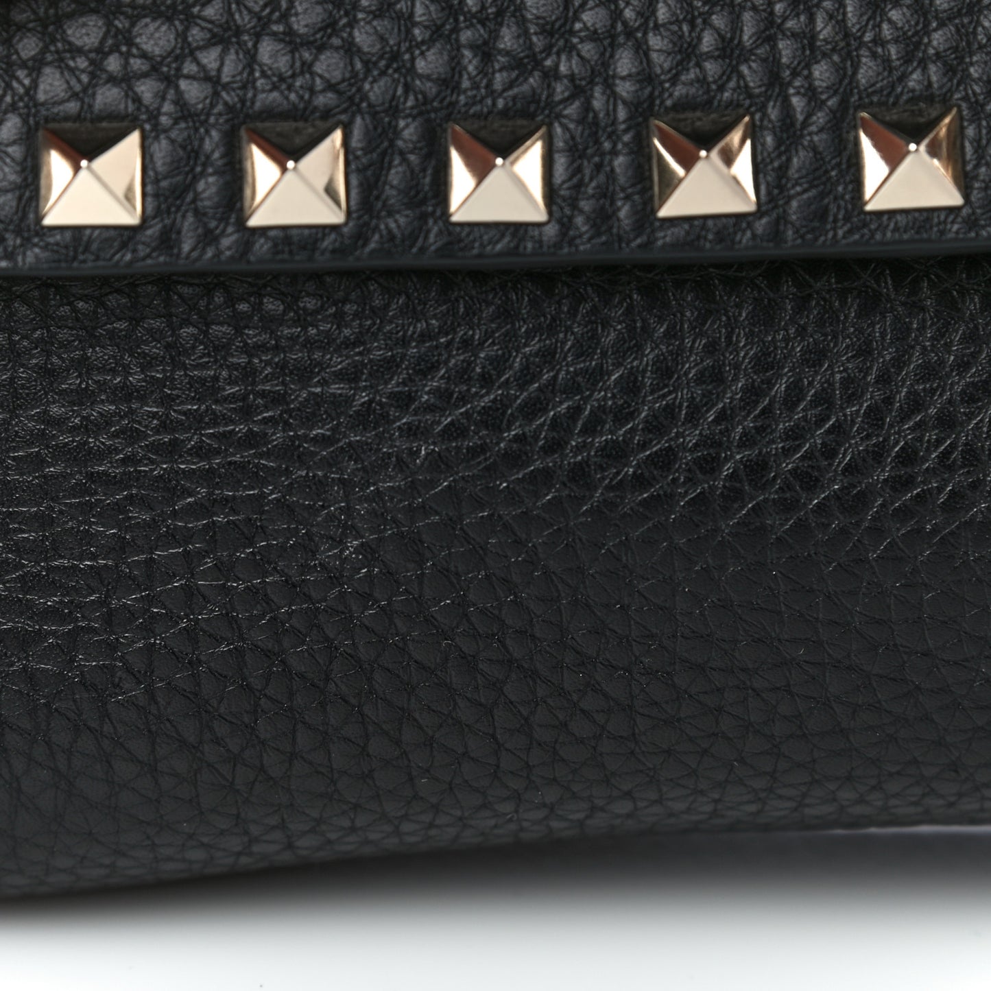 Grainy Calfskin Rockstud Double Flap Crossbody Bag Black