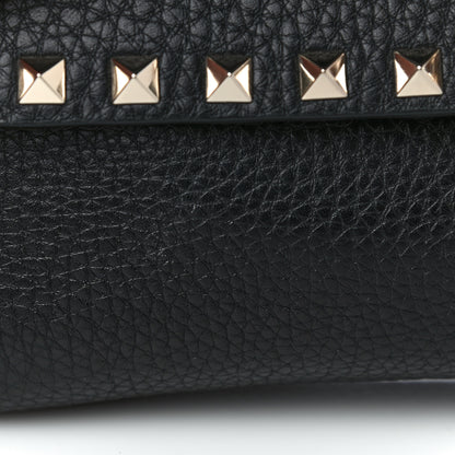 Valentino Garavani Grainy Calfskin Rockstud Double Flap Crossbody Bag Black 18 of 18