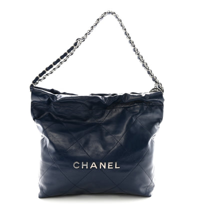 Chanel Shiny Calfskin Quilted Small Chanel 22 Navy 1 of 12