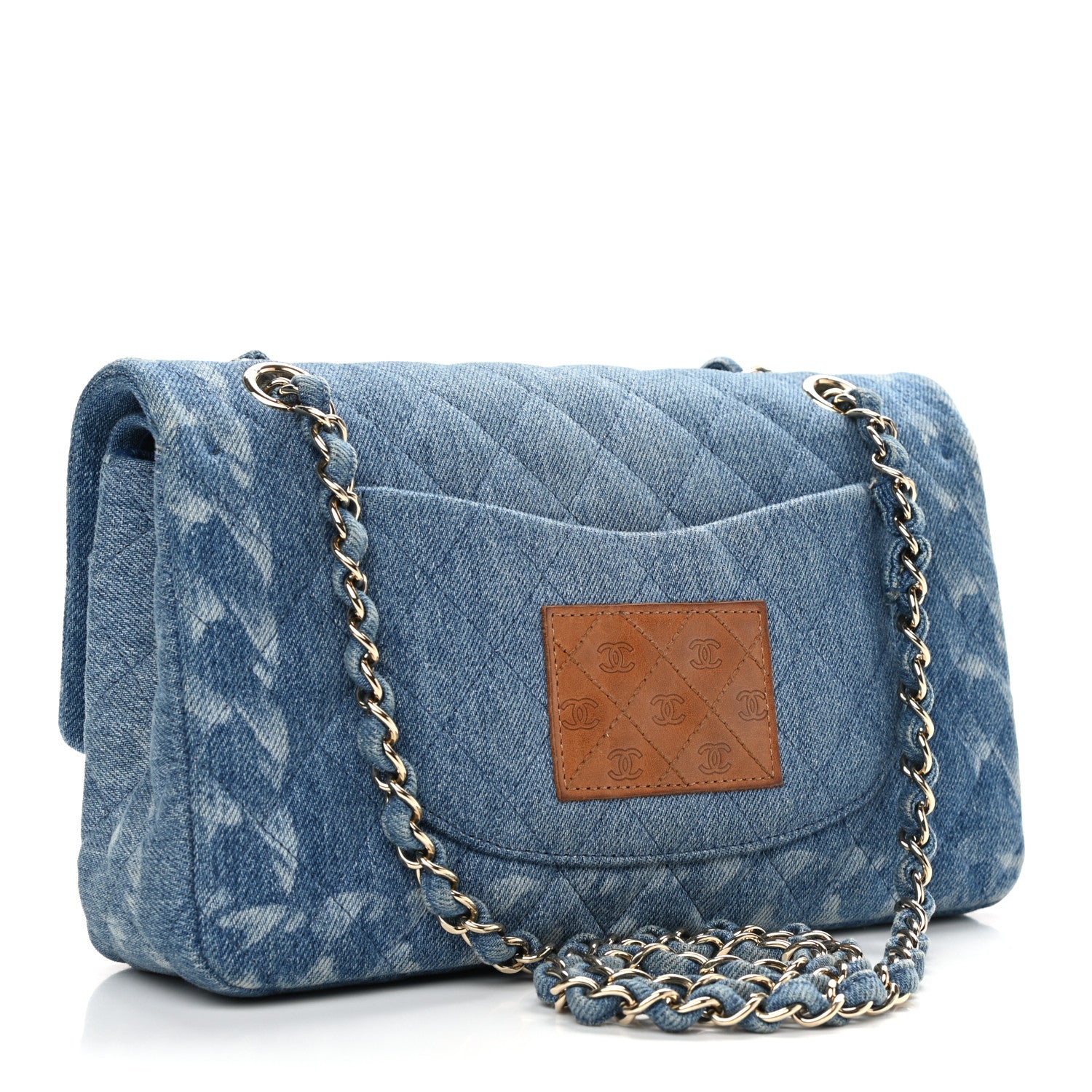 Chanel Denim Quilted Medium Double Flap Blue 3 of 10