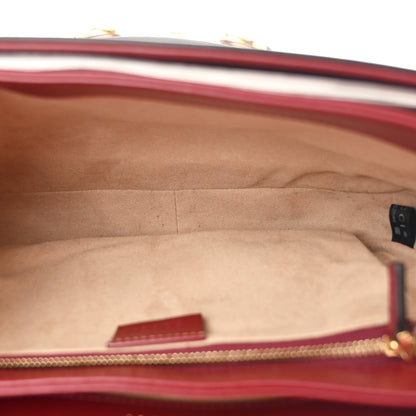 Gucci GG Supreme Monogram Azalea Calfskin Horsebit 1955 Shoulder Bag Beige Ebony New Cherry Red 5 of 10
