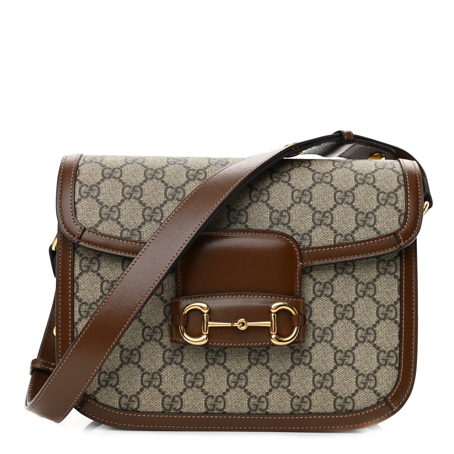 Gucci GG Supreme Monogram Horsebit 1955 Shoulder Bag Beige Brown Sugar 1 of 10