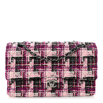 Chanel Tweed Quilted Medium Double Flap Pink Black 1 of 10