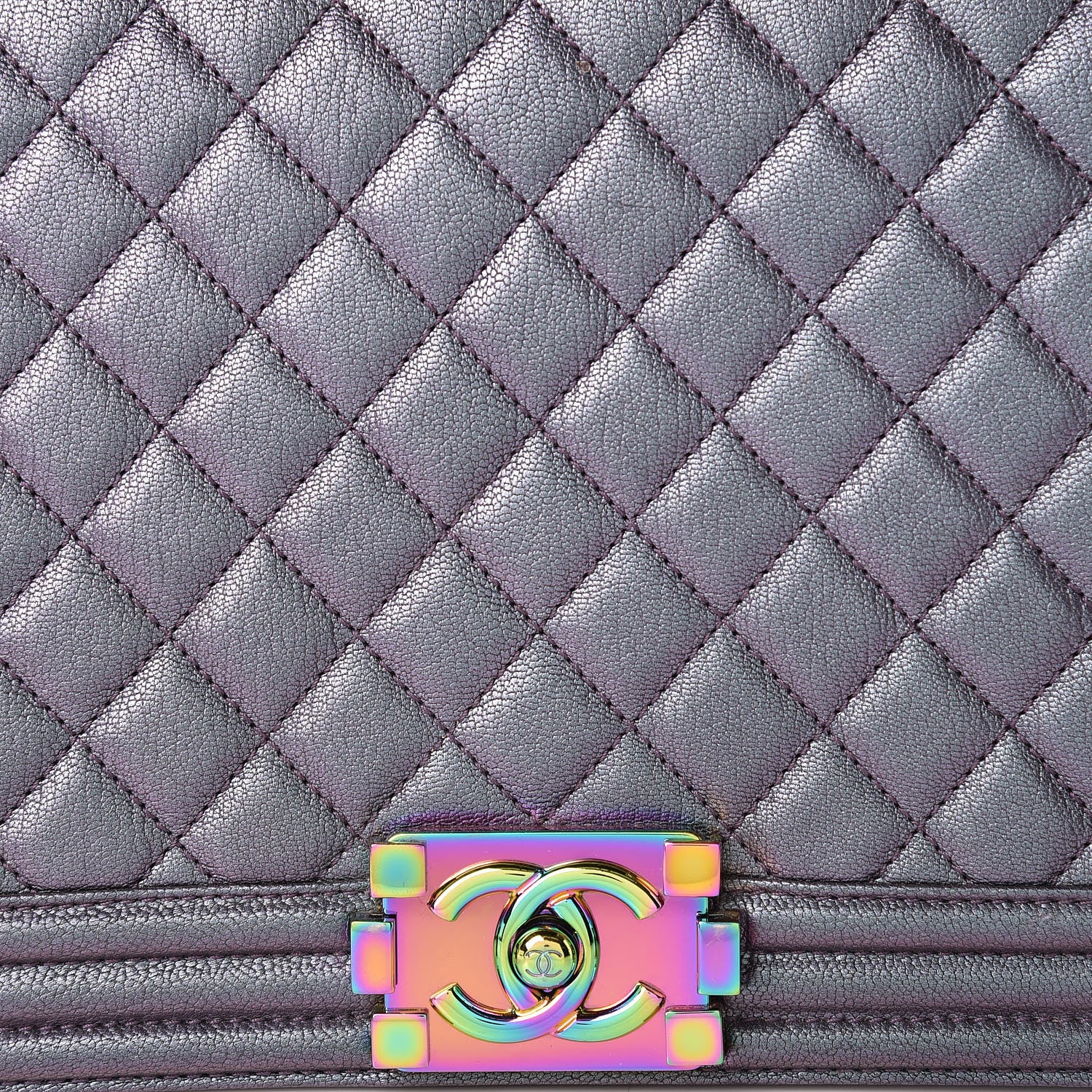 Chanel Iridescent Goatskin Quilted New Medium Boy Flap Purple 8 of 17
