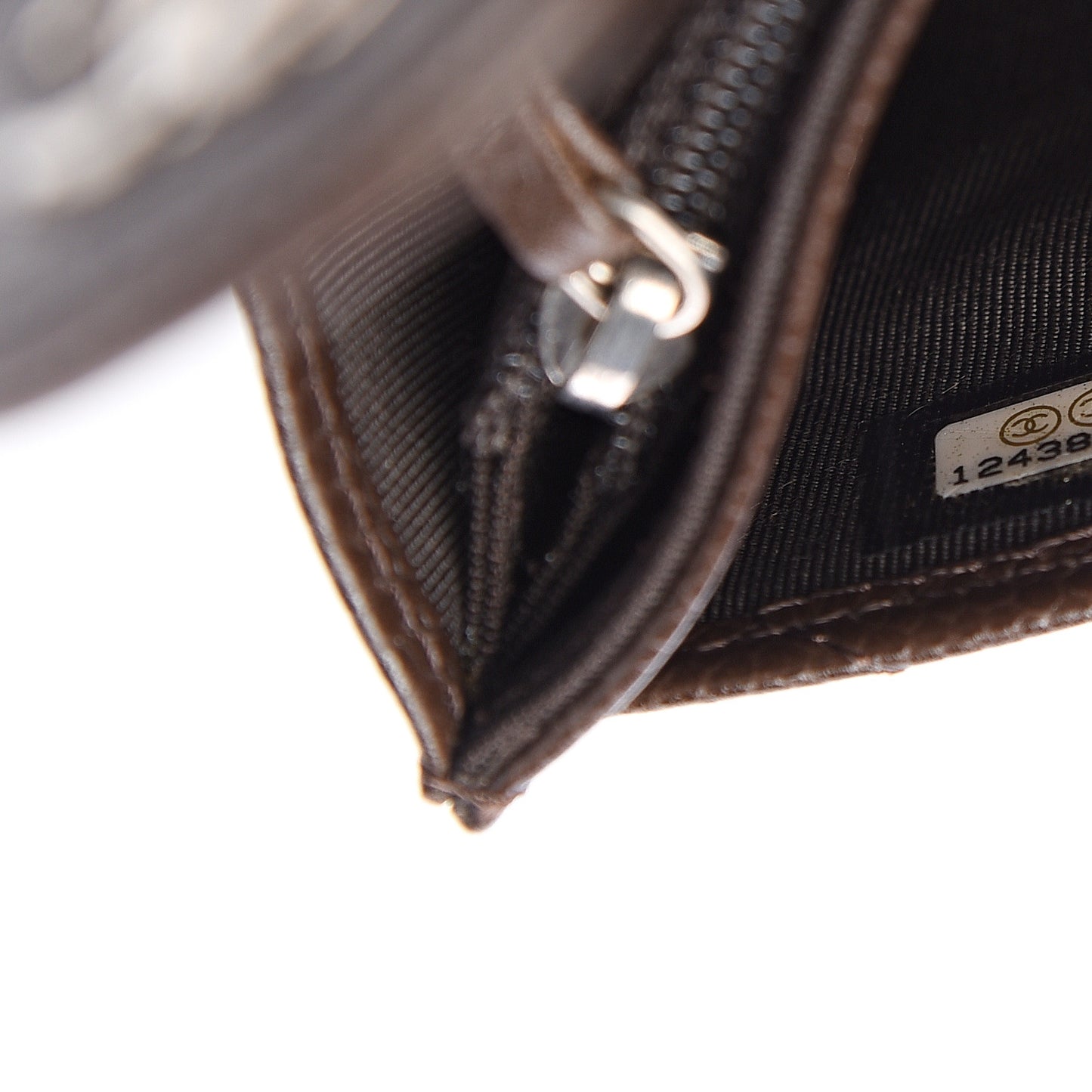 Caviar Quilted Small Flap Wallet Brown