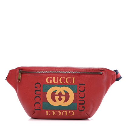 Gucci Grained Calfskin Logo Belt Bag Hibiscus Red 1 of 9