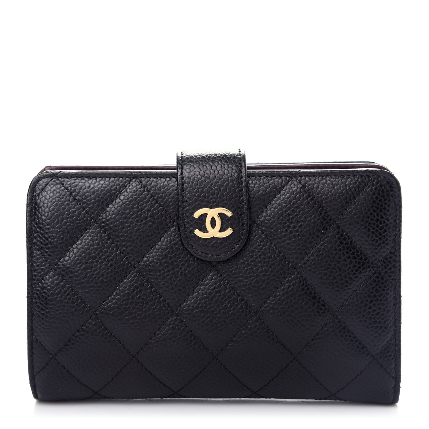 Caviar Quilted Zipped Pocket Wallet Black