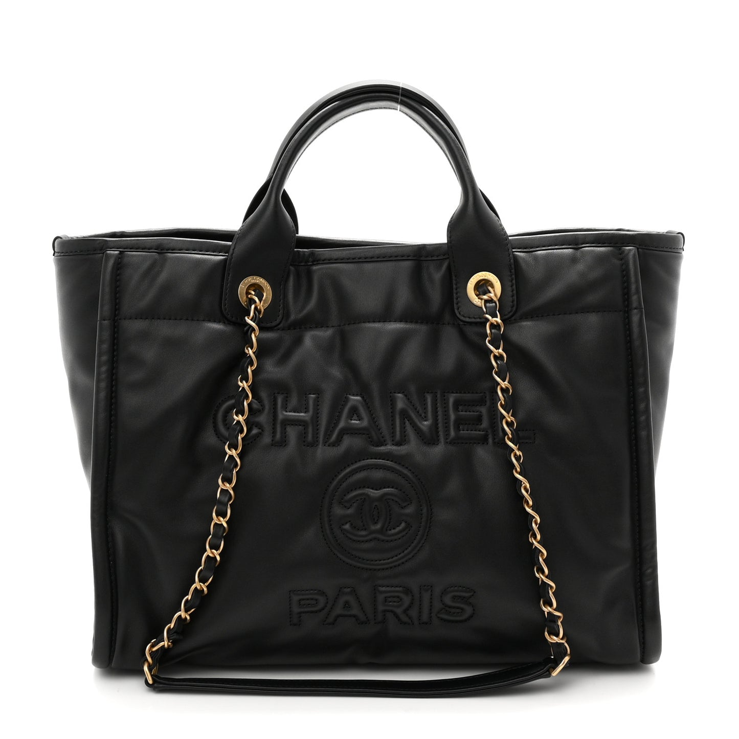 Calfskin Small Deauville Tote Black