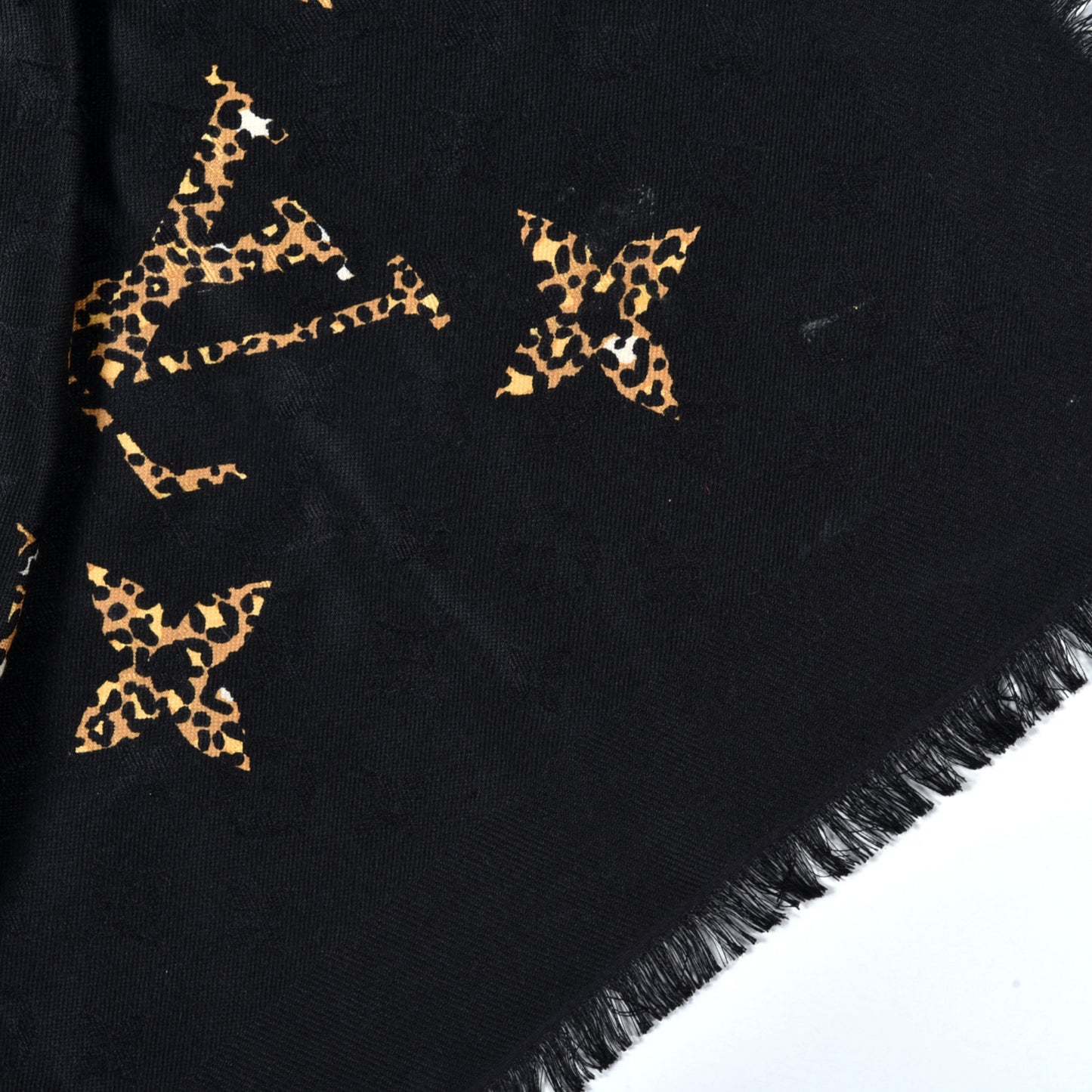 Wool Silk Monogram Giant Jungle Shawl Black
