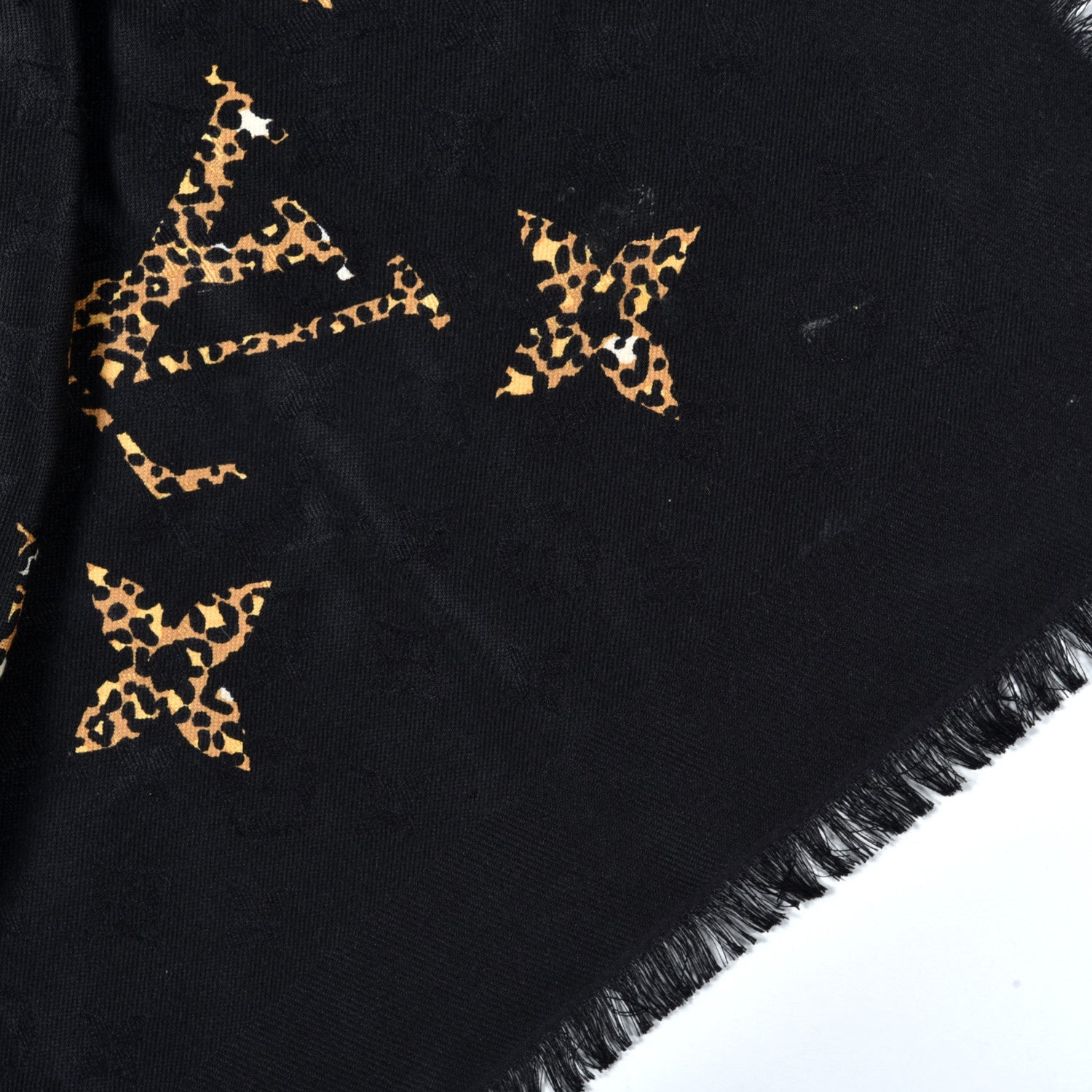 Louis Vuitton Wool Silk Monogram Giant Jungle Shawl Black 4 of 4