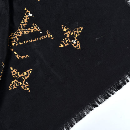 Louis Vuitton Wool Silk Monogram Giant Jungle Shawl Black 4 of 4