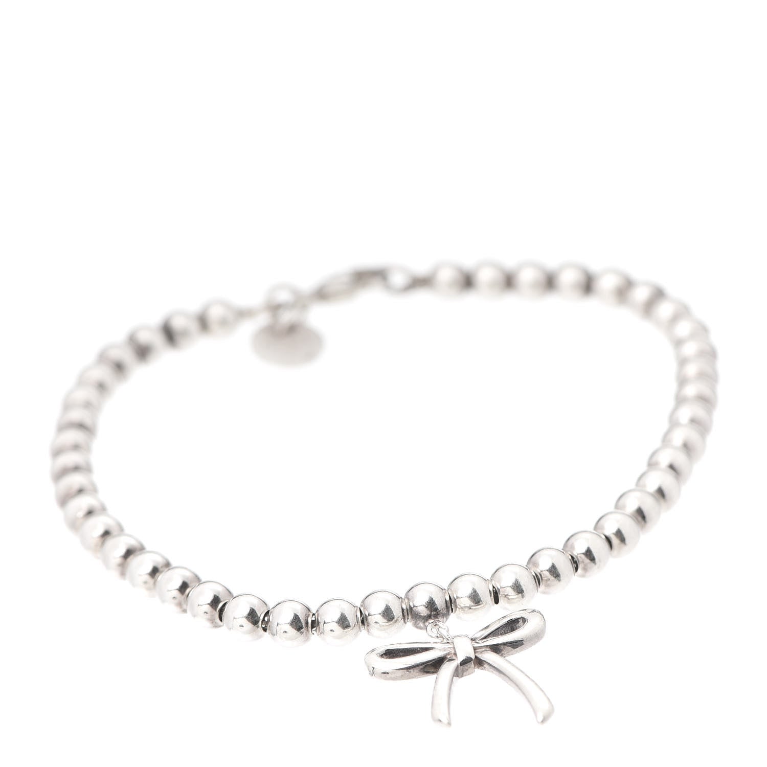 Tiffany Sterling Silver 4mm Bow Bead Bracelet 1 of 6