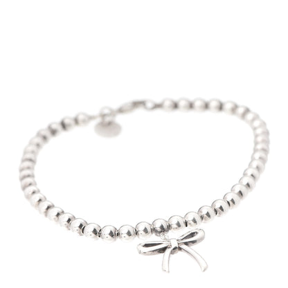 Tiffany Sterling Silver 4mm Bow Bead Bracelet 1 of 6