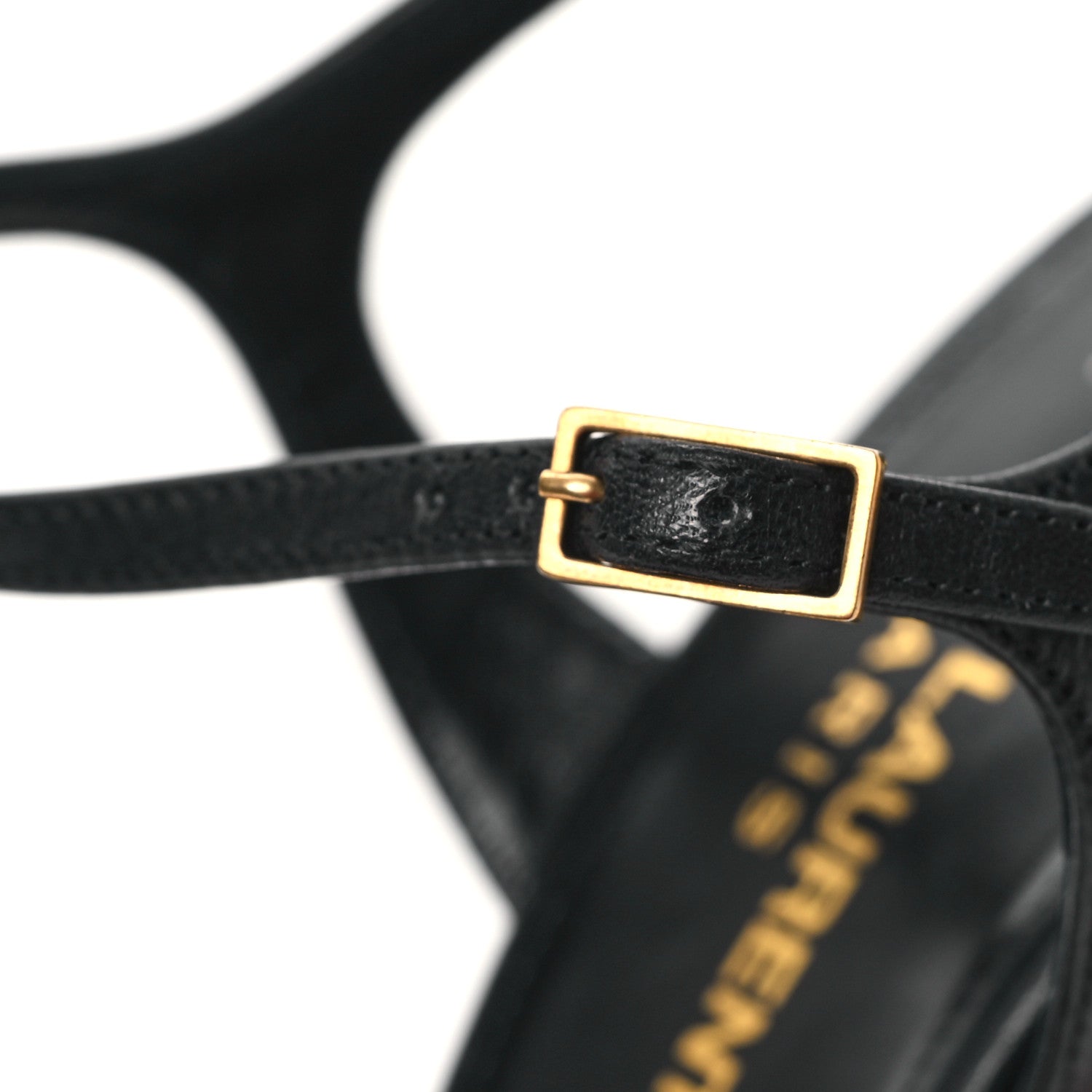 Saint Laurent Calfskin Bianca Platform Sandals 38 Black 10 of 10