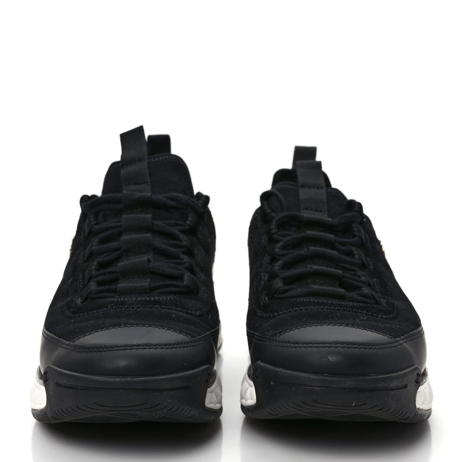 Chanel Velvet Calfskin Mixed Fibers CC Sneakers 37.5 Black 2 of 9