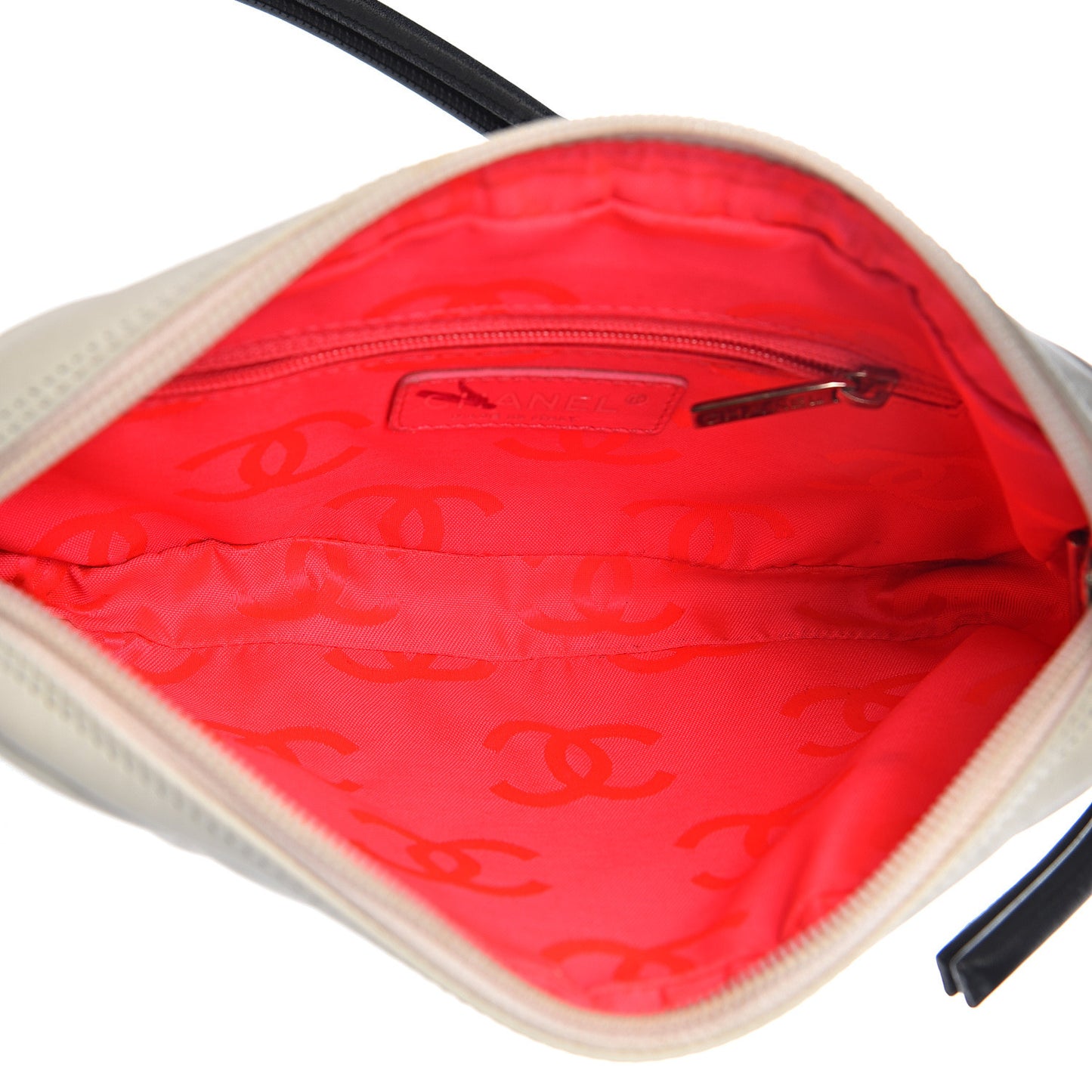 Calfskin Quilted Cambon Pochette White Black