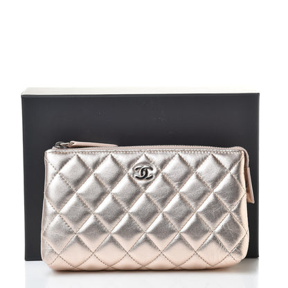 Chanel Metallic Lambskin Quilted Small Cosmetic Pouch Light Pink 9 of 9