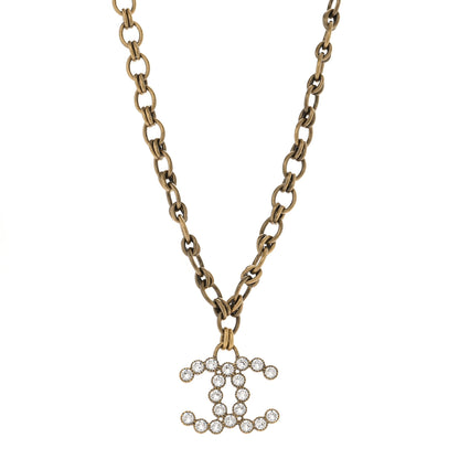 Chanel Crystal Chain Link CC Necklace Gold 1 of 6