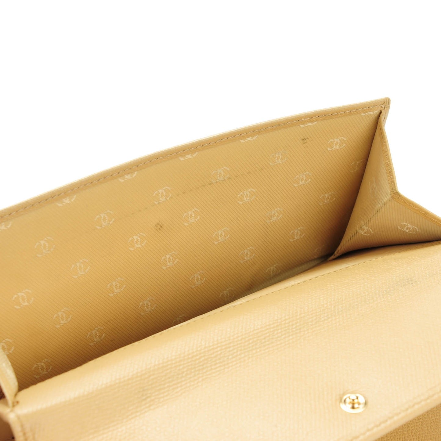 Grained Calfskin CC Button Wallet Beige