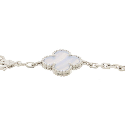 Van Cleef & Arpels 18K White Gold Chalcedony 5 Motifs Vintage Alhambra Bracelet 3 of 4