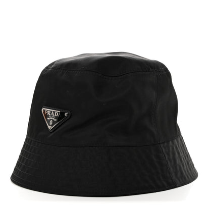 Prada Re-Nylon Saffiano Metal Triangle Logo Mens Bucket Hat L Black 1 of 8