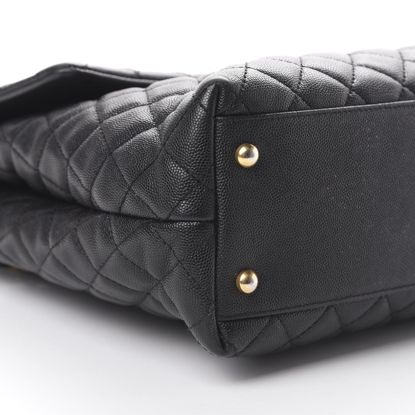 Caviar Quilted Large Coco Handle Flap Black