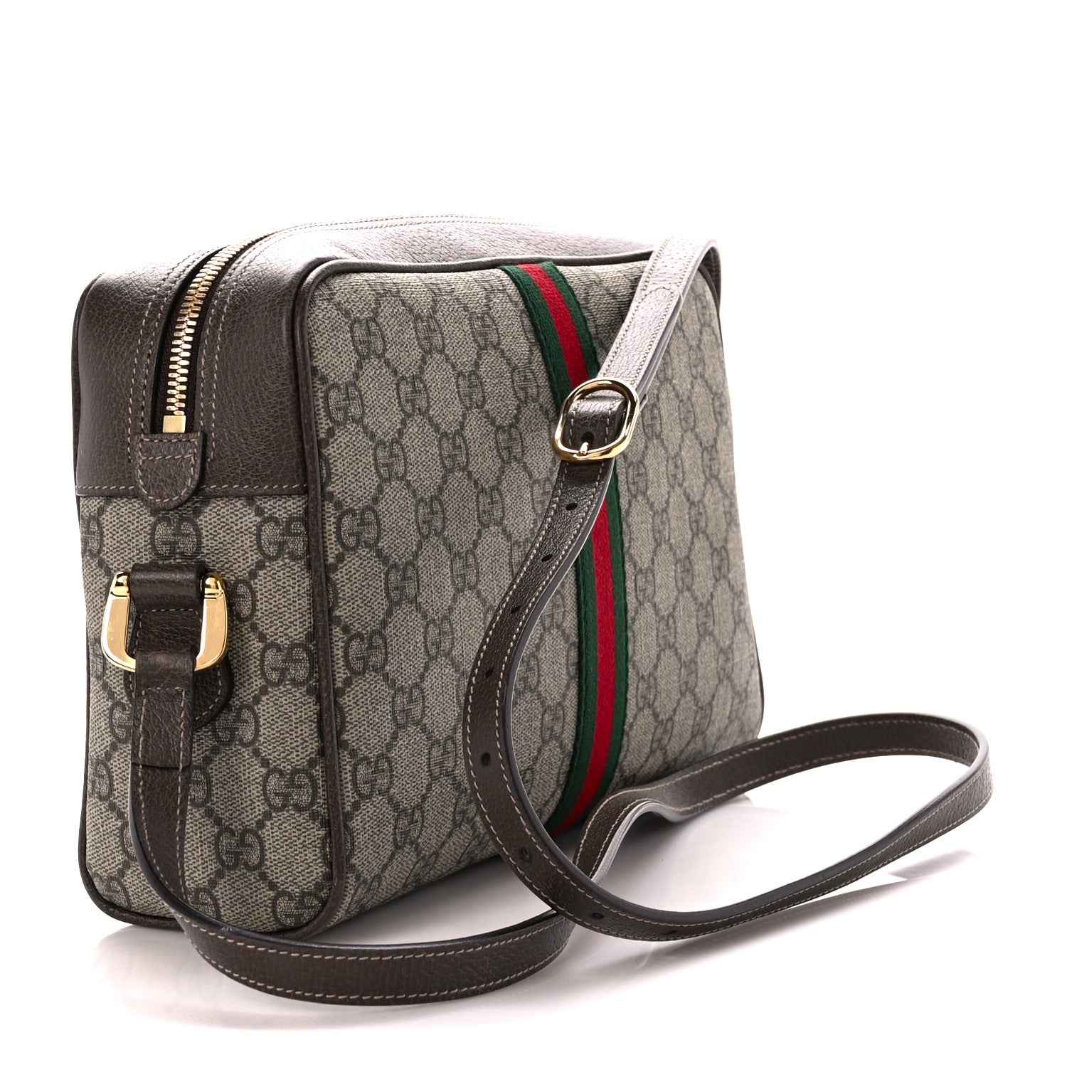 Gucci GG Supreme Monogram Web Small Ophidia Shoulder Bag Brown 3 of 12