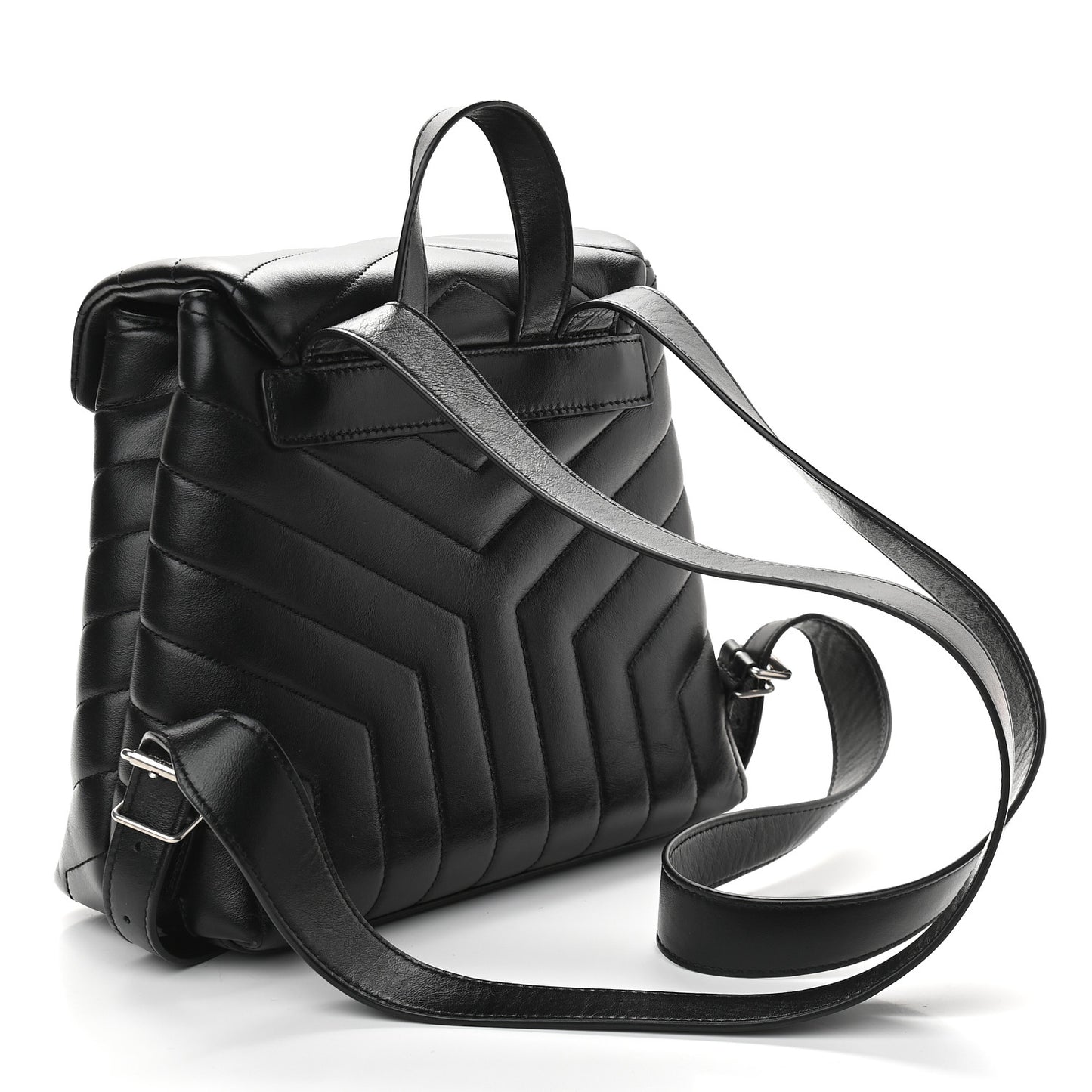 Calfskin Y Quilted Monogram Small Loulou Backpack Black