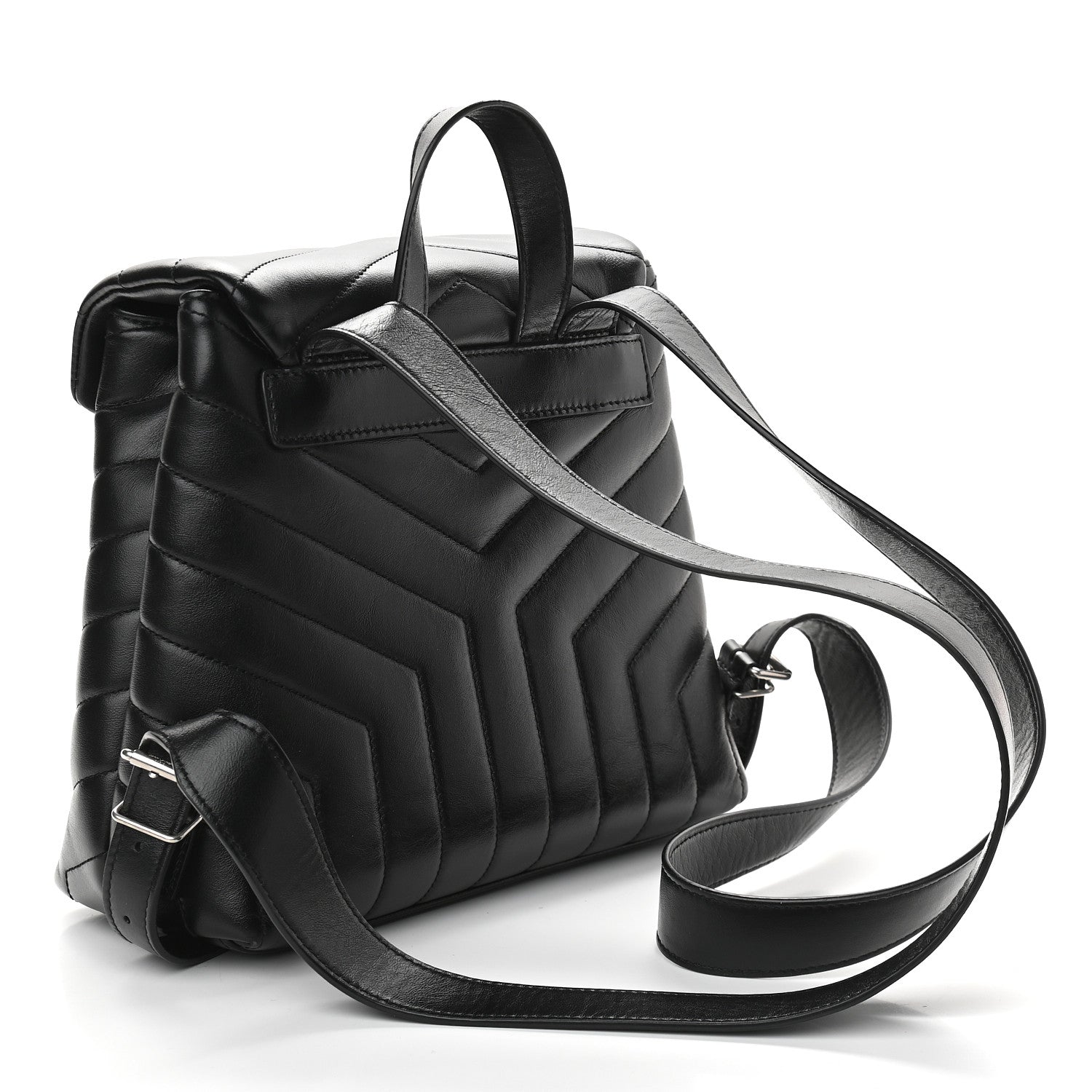 Saint Laurent Calfskin Y Quilted Monogram Small Loulou Backpack Black 2 of 13