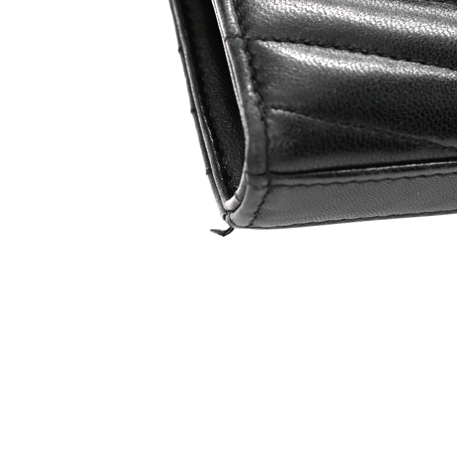 Saint Laurent Lambskin Matelasse Chevron Monogram Sulpice Chain Wallet Black 24 of 26