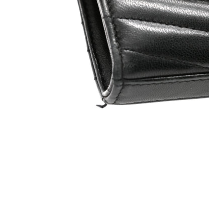 Saint Laurent Lambskin Matelasse Chevron Monogram Sulpice Chain Wallet Black 24 of 26