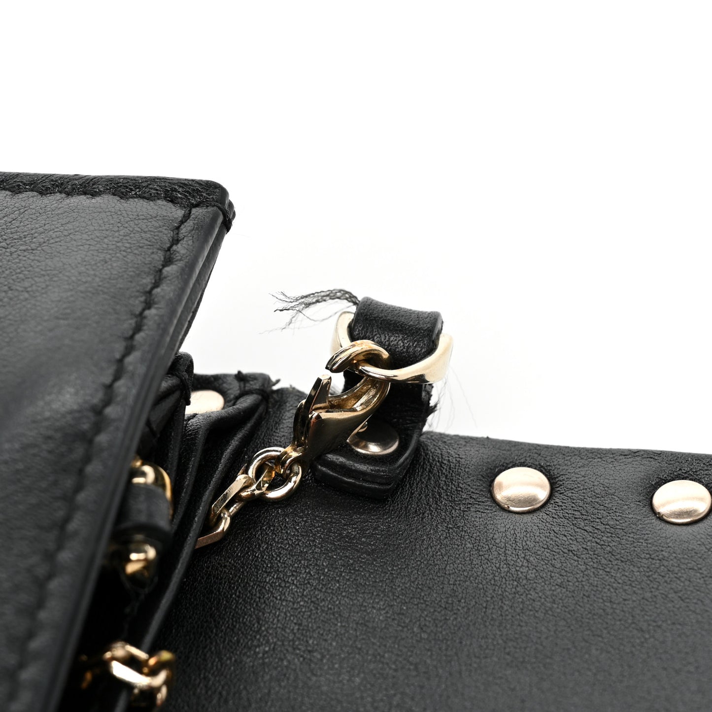 Vitello Rockstud Flap Wallet on Chain Black