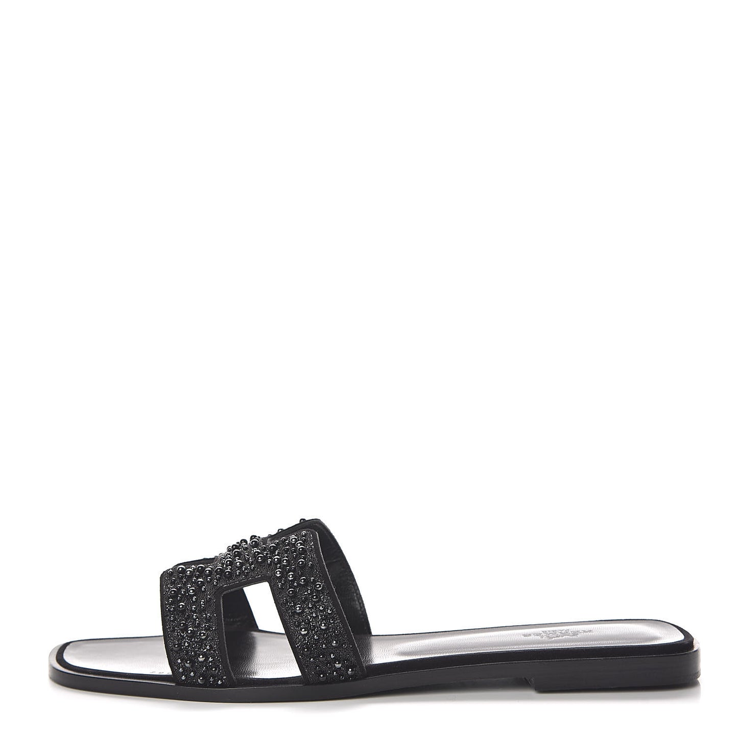 Goatskin Crystal Oran Sandals 42 Black