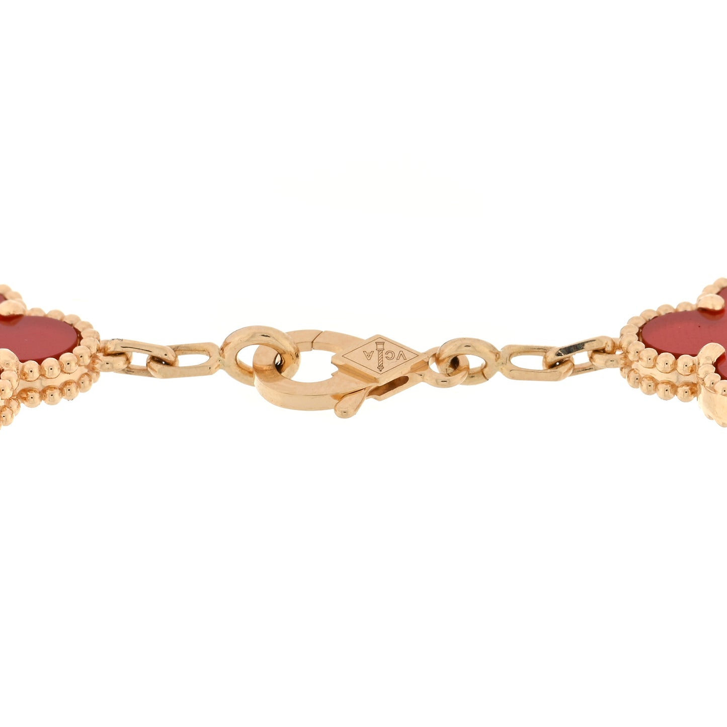 18K Yellow Gold Carnelian 5 Motifs Vintage Alhambra Bracelet