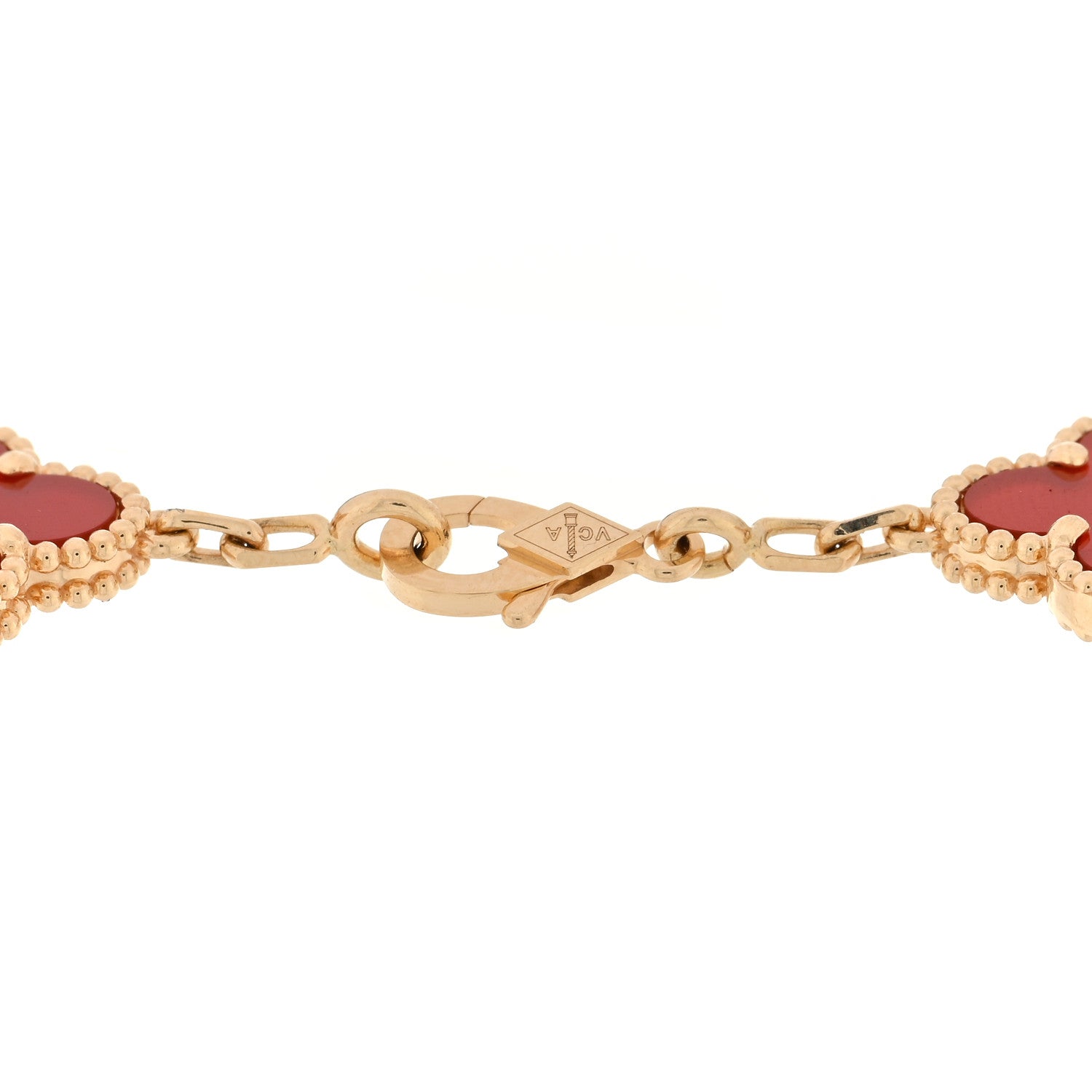 Van Cleef & Arpels 18K Yellow Gold Carnelian 5 Motifs Vintage Alhambra Bracelet 3 of 4