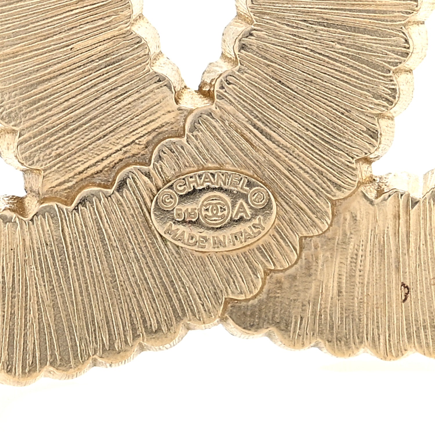 Chanel Crystal Glass CC Brooch Beige Gold 3 of 3
