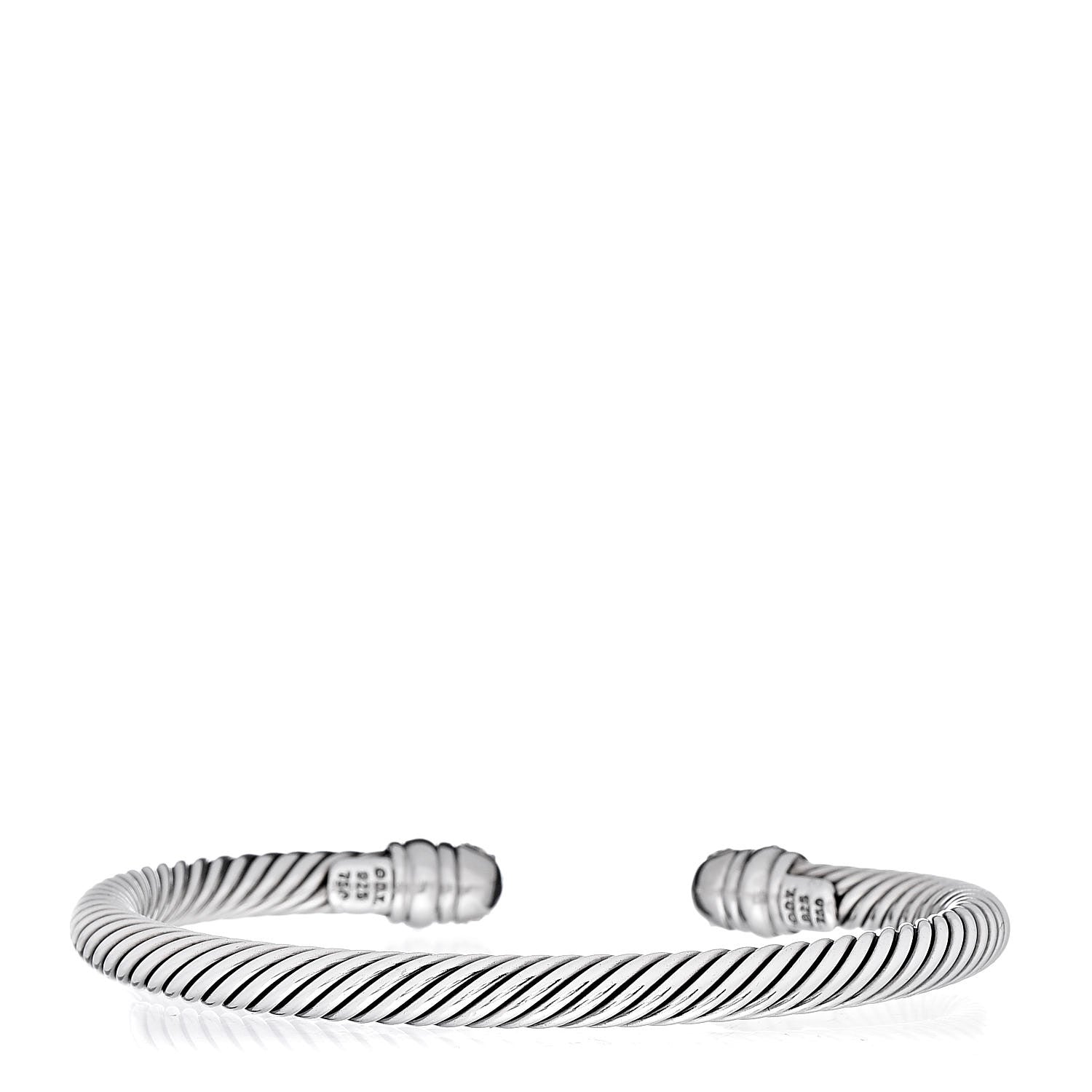 David Yurman Sterling Silver 18K White Gold Diamond 5mm Cable Classics Bracelet 3 of 4