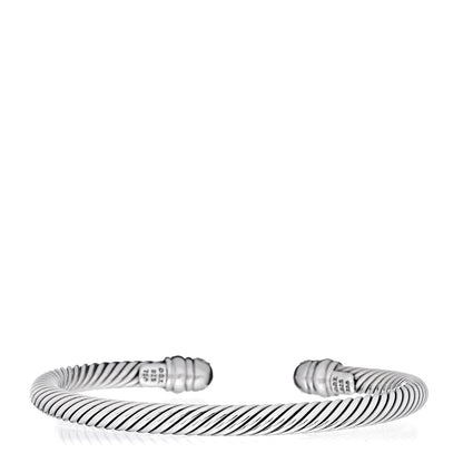 David Yurman Sterling Silver 18K White Gold Diamond 5mm Cable Classics Bracelet 3 of 4