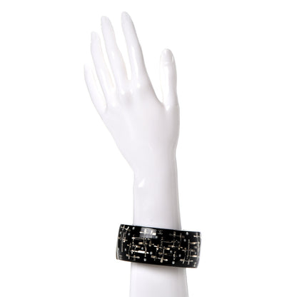 Chanel Resin Pearl Fork Knife Basserie Cuff Bangle Black 2 of 4