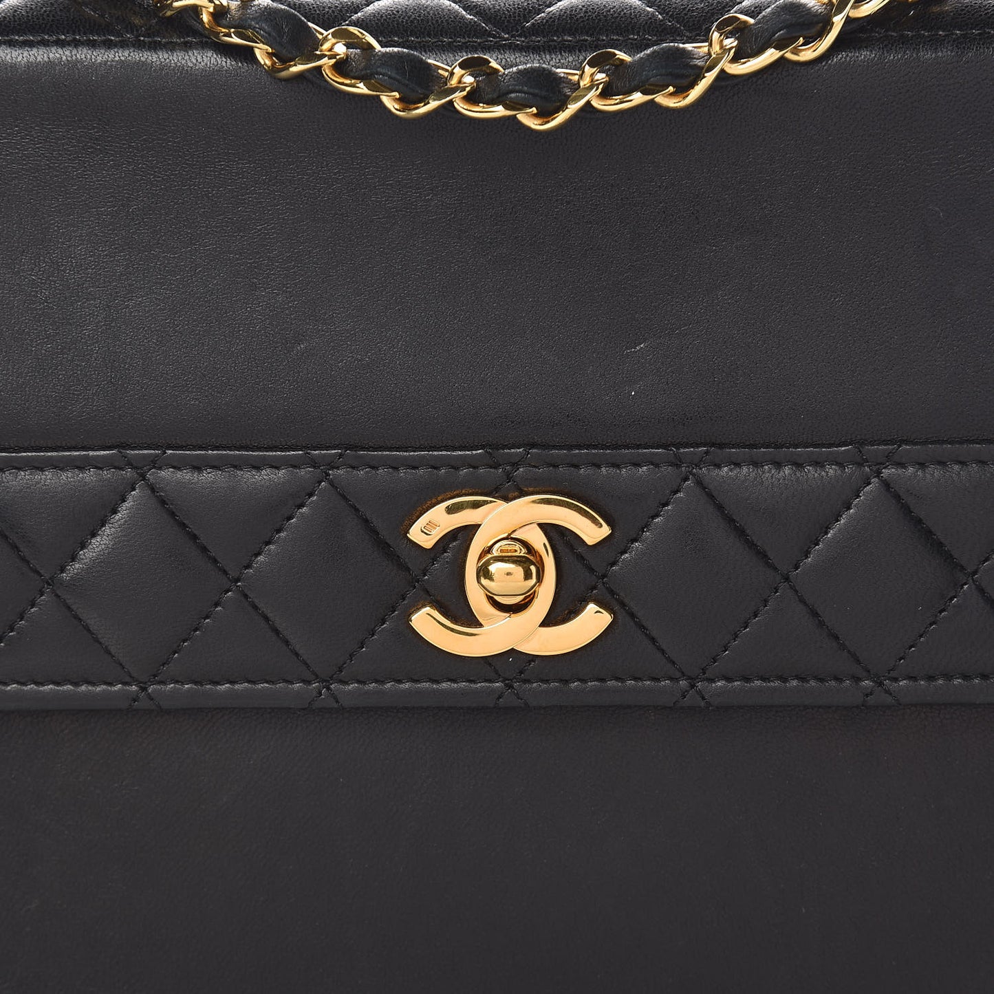 Lambskin Quilted Shoulder Flap Bag Black