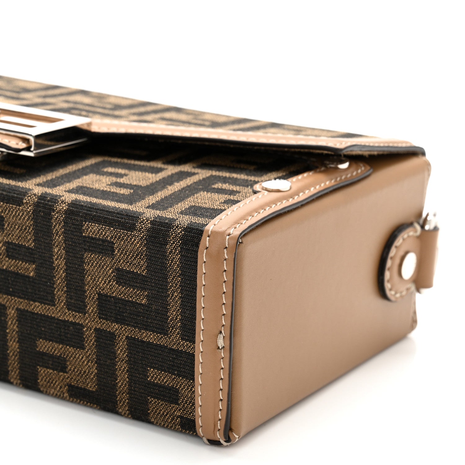 Fendi Recycled Fabric Jacquard Vitello King FF 1974 Baguette Soft Trunk Tobacco Moro Sand 10 of 10