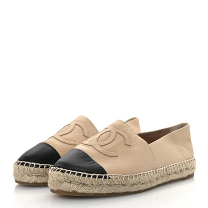 Chanel Lambskin CC Espadrilles 38 Beige Black 4 of 12