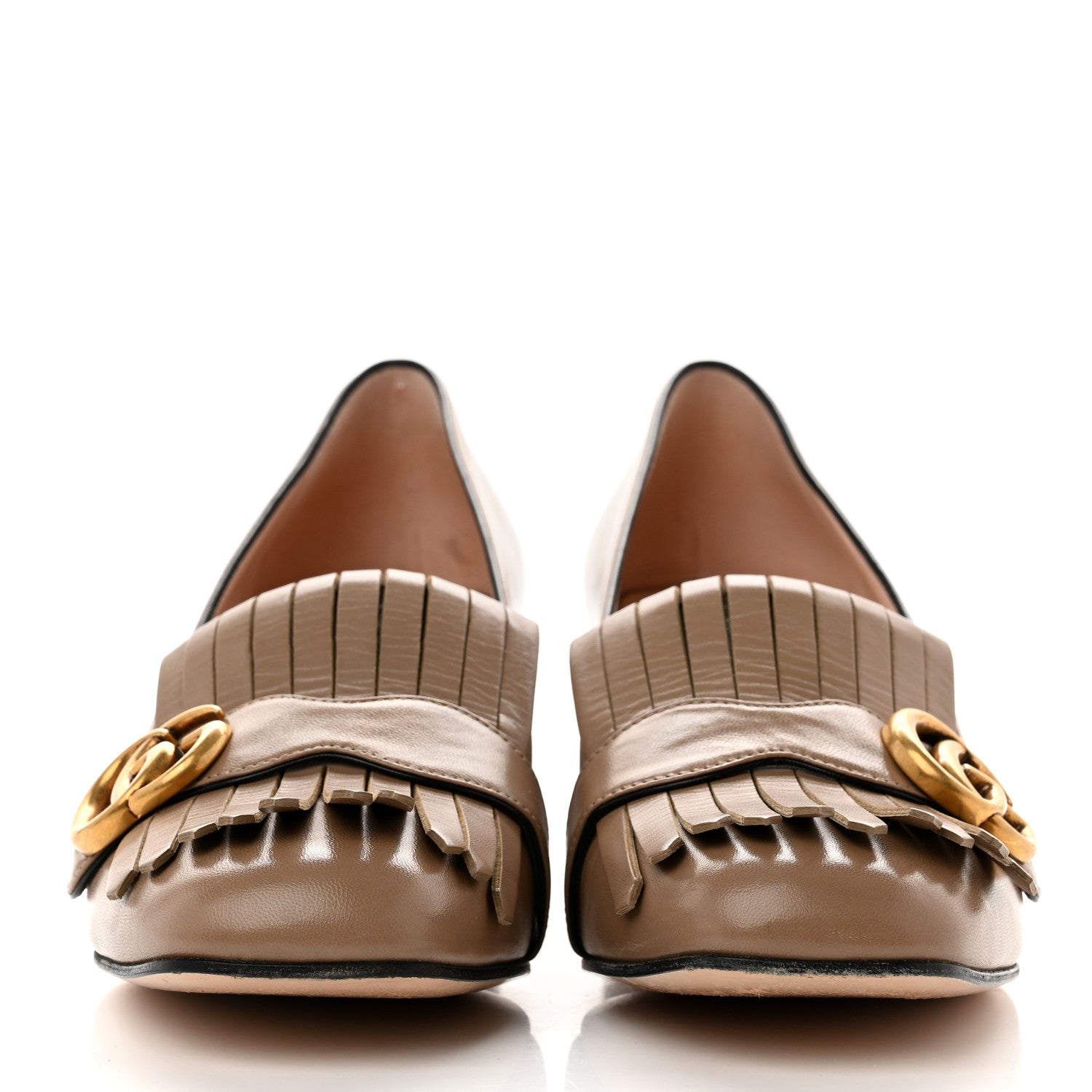 Gucci Malaga Kid GG Marmont Fringe 50mm Loafer Pumps 40 Porcelain Rose 2 of 9