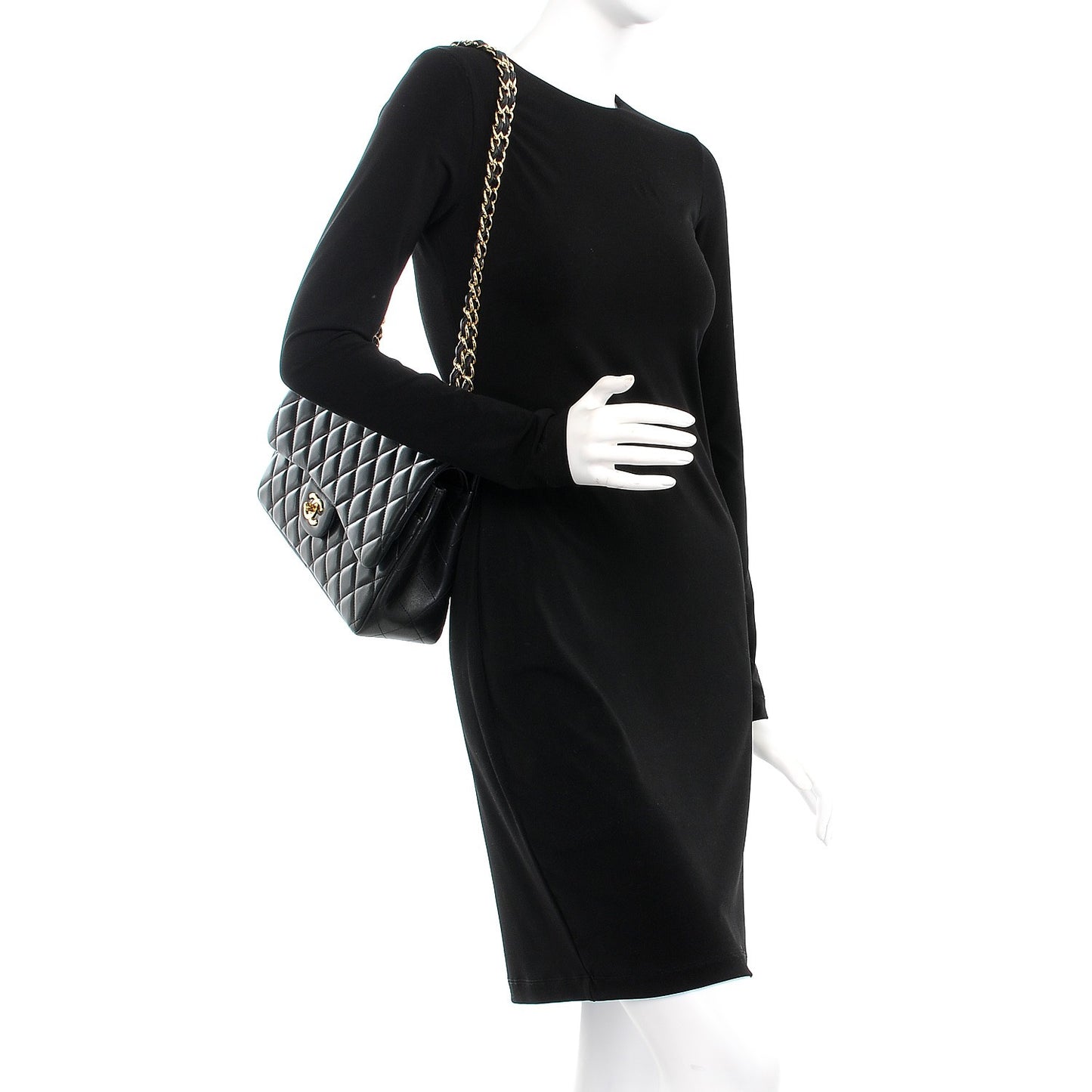 Lambskin Quilted Jumbo Double Flap Black