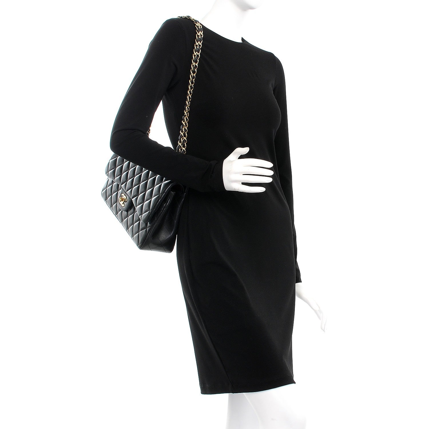 Chanel Lambskin Quilted Jumbo Double Flap Black 3 of 8