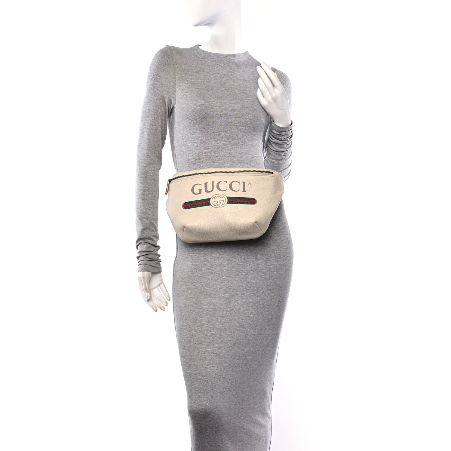 Gucci Grained Calfskin Logo Belt Bag White 3 of 12