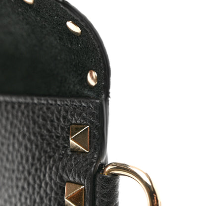 Valentino Garavani Pebbled Calfskin Medium Rockstud Envelope Flat Wristlet Pouch Black 8 of 8