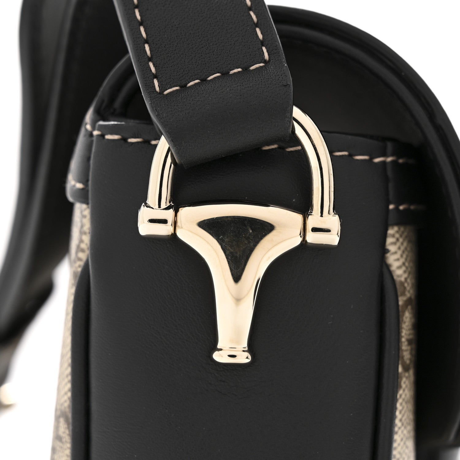 Gucci GG Supreme Monogram Horsebit 1955 Soft Small Shoulder Bag Beige Black 11 of 11
