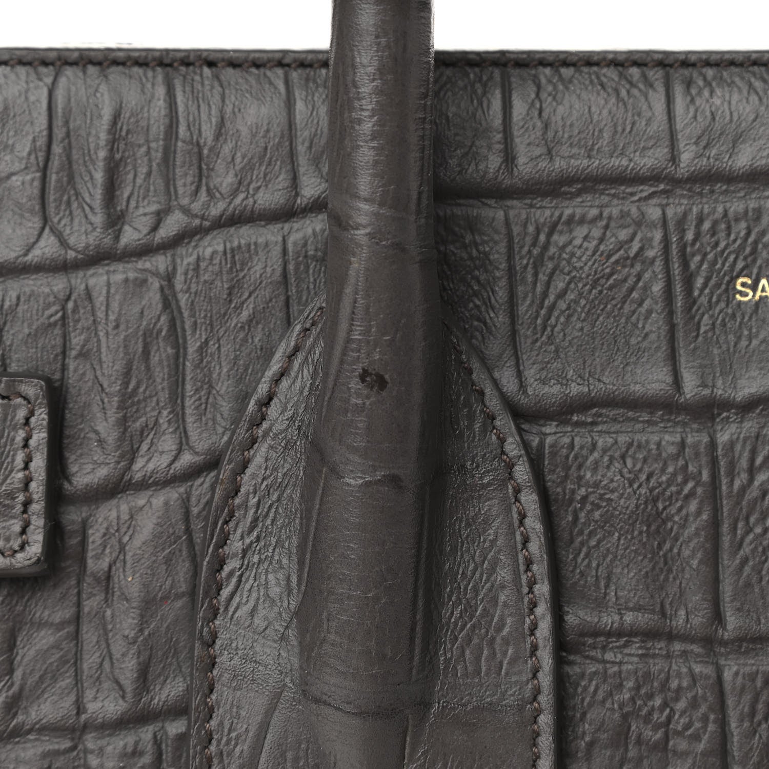 Saint Laurent Calfskin Crocodile Embossed Small Sac De Jour Fog 11 of 12